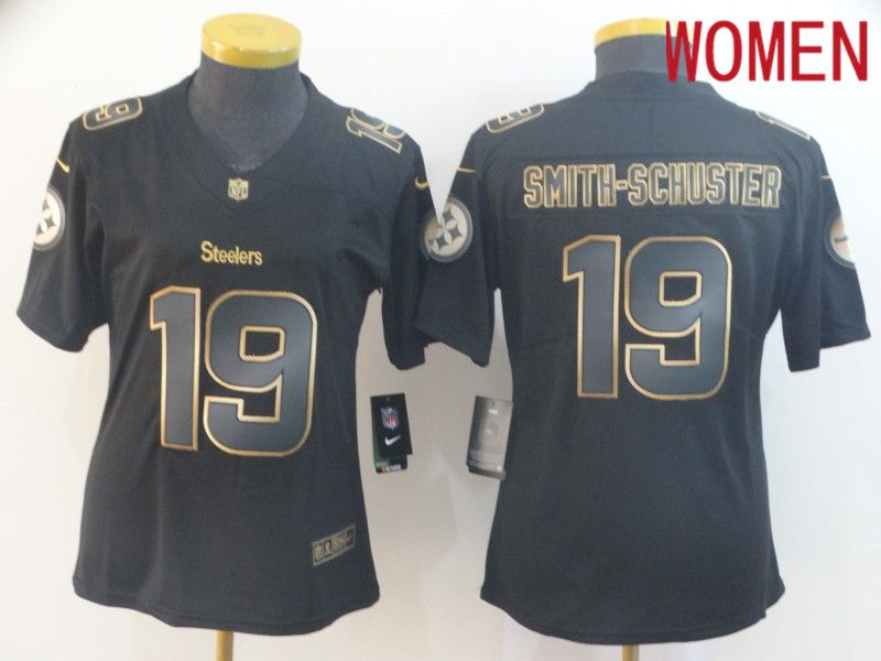 Women Pittsburgh Steelers #19 Smith-schuster Nike Vapor Limited Black Golden NFL Jerseys->youth nfl jersey->Youth Jersey